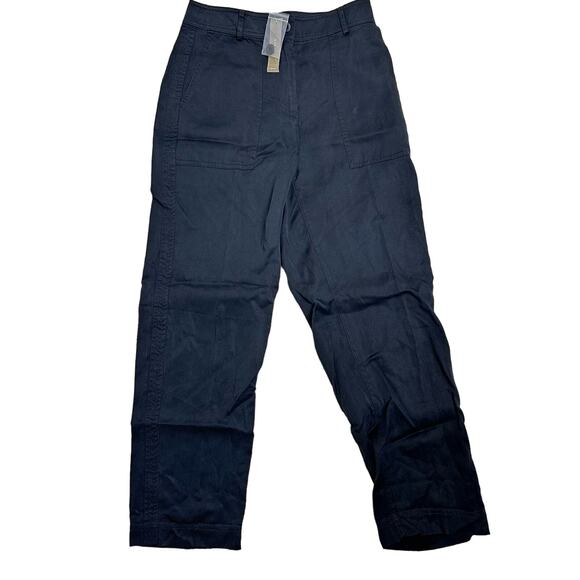 J. Crew Drapey Viscose-blend Twill Pants Size 2 High Rise Black Preppy NWT - Picture 1 of 8